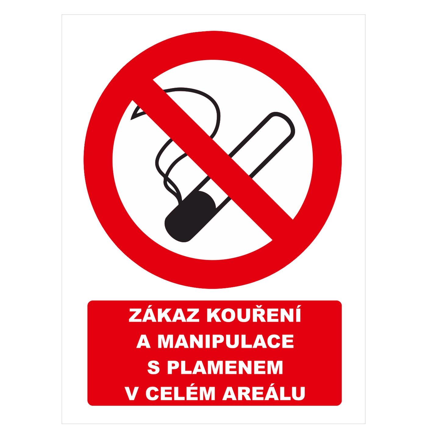 Zákaz kouření a manipulace s plamenam v celém areálu samolepka