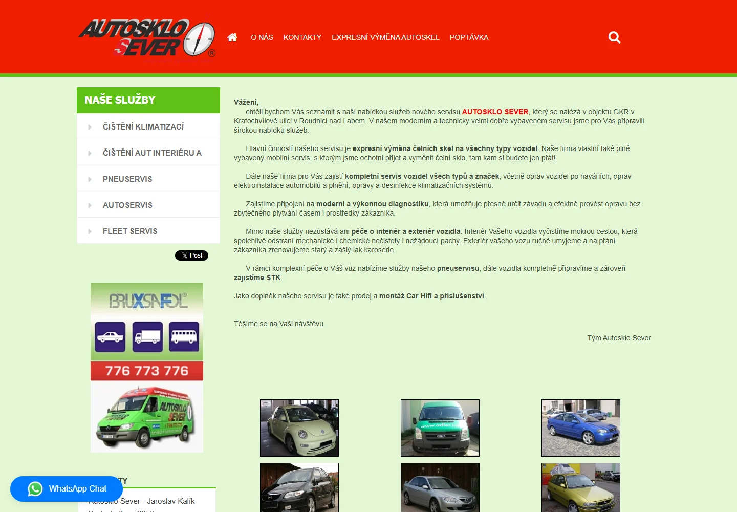 Náhled webu: autosklosever.cz