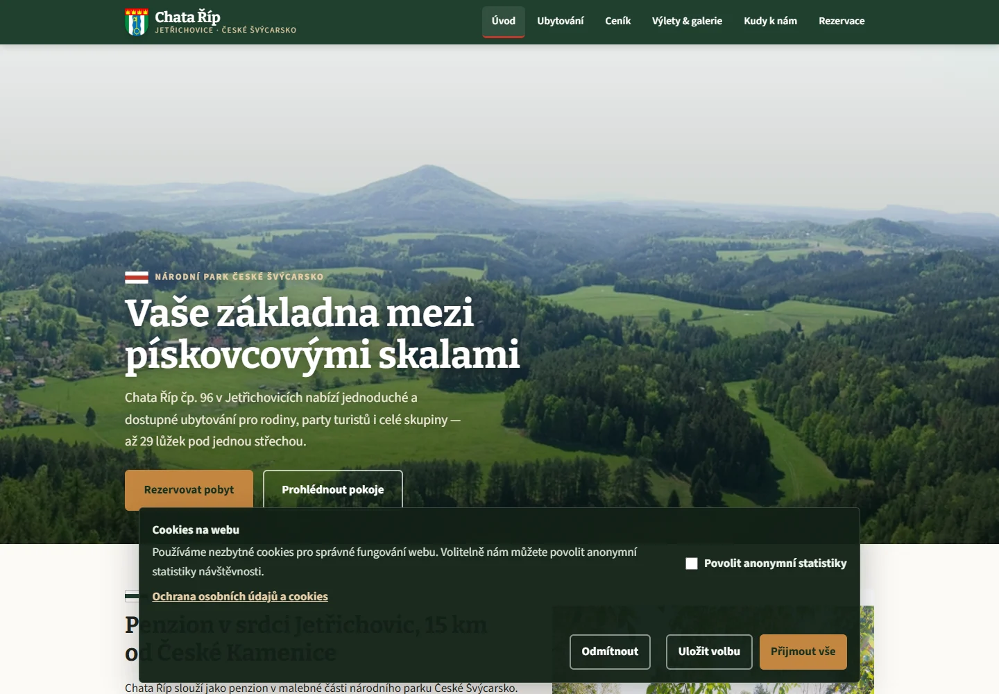 Náhled webu: Chata Říp
