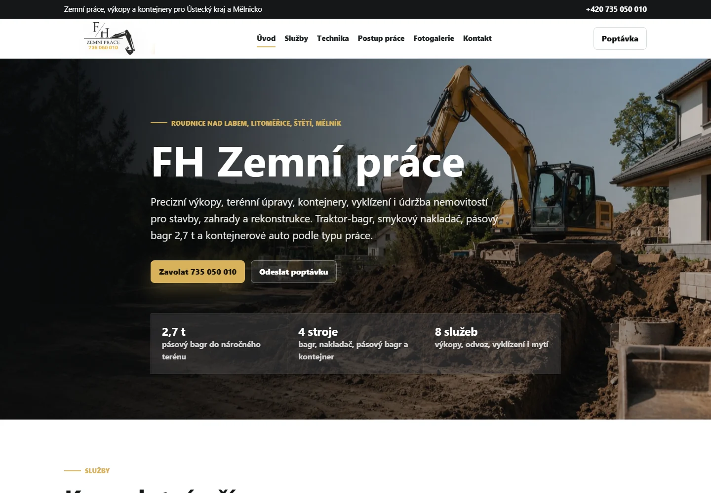 Náhled webu: FH Zemní práce