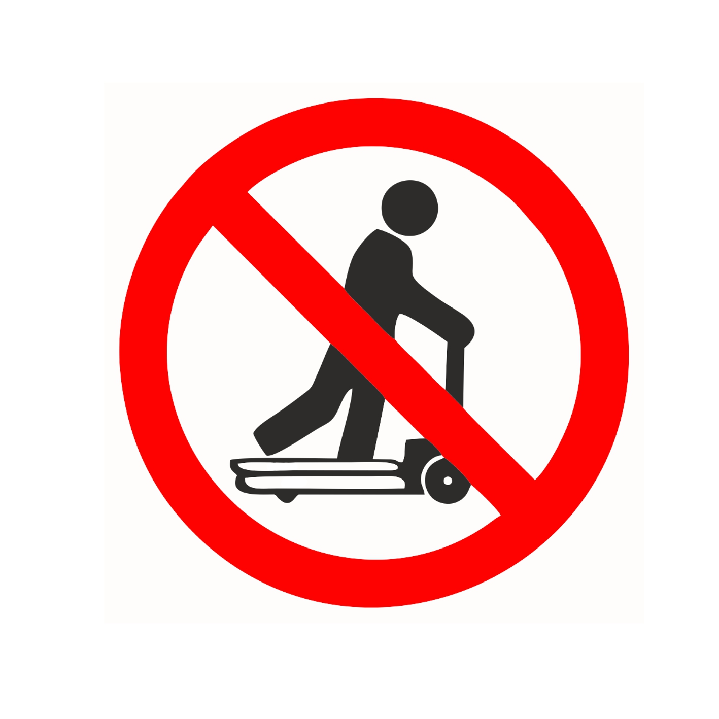 Zákaz jízdy na (paletovém) vozíku samolepka