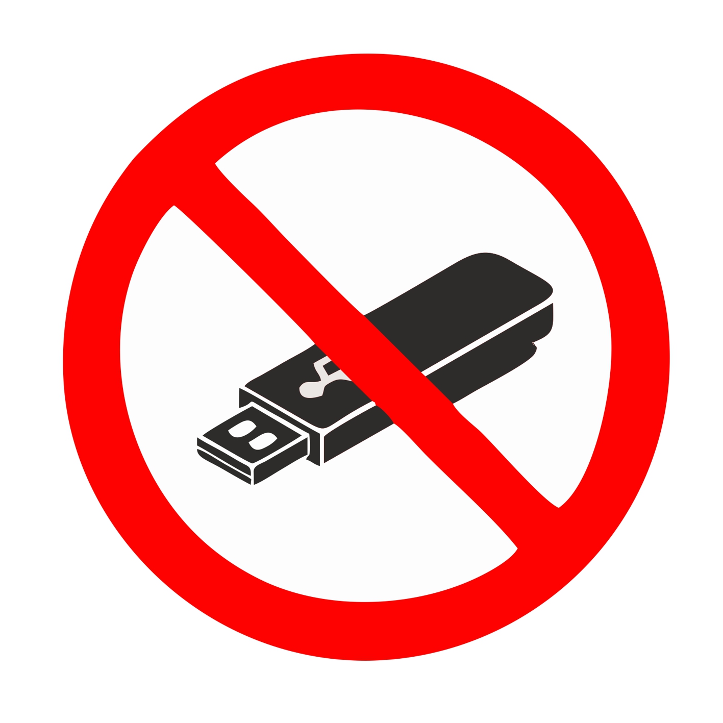 zákaz USB samolepka