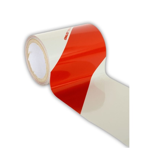 Reflexní šrafování bílo červené 10cm x 15m - levé