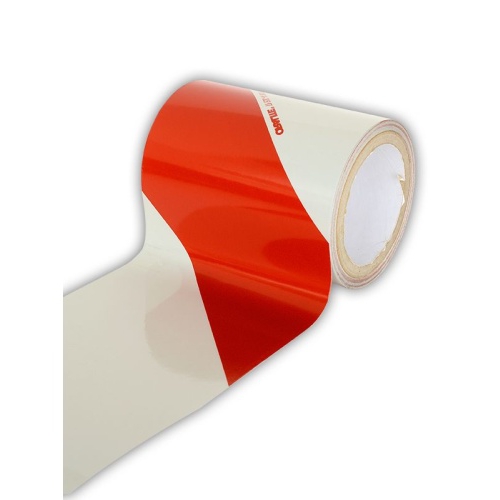 Reflexní šrafování bílo červené 10cm x 15m - pravé