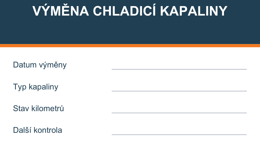 Samolepicí štítek – Výměna chladicí kapaliny – vlastní grafika JPdesign
