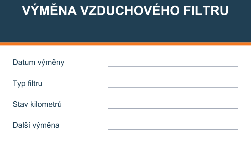 Samolepicí štítek – Výměna vzduchového filtru – vlastní grafika JPdesign