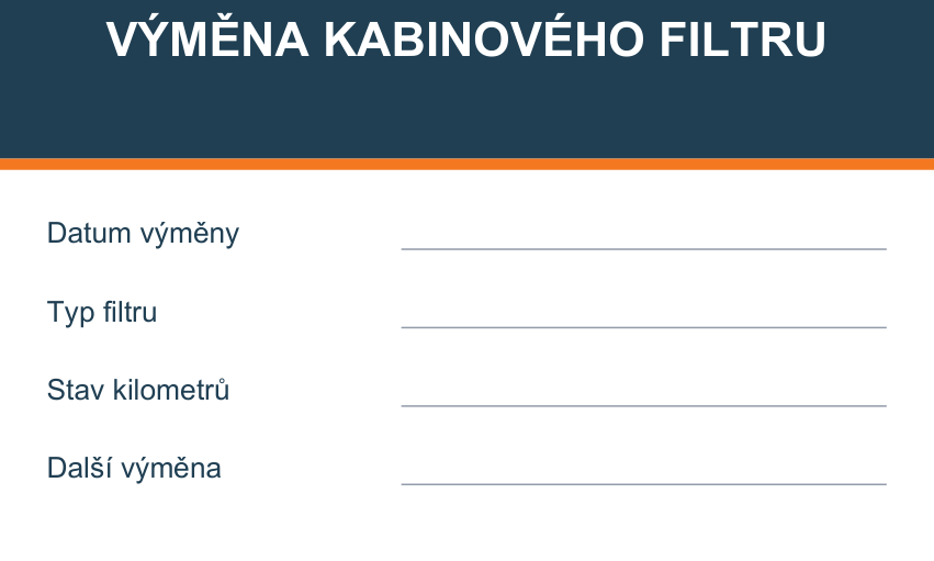 Samolepicí štítek – Výměna kabinového filtru – vlastní grafika JPdesign