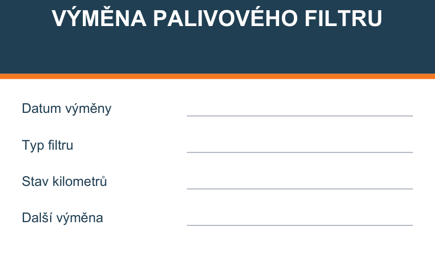 Samolepicí štítek – Výměna palivového filtru – vlastní grafika JPdesign