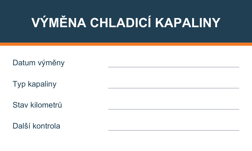 Samolepicí štítek – Výměna chladicí kapaliny