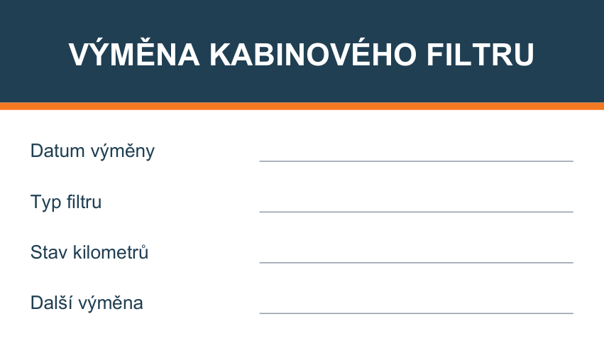 Samolepicí štítek – Výměna kabinového filtru