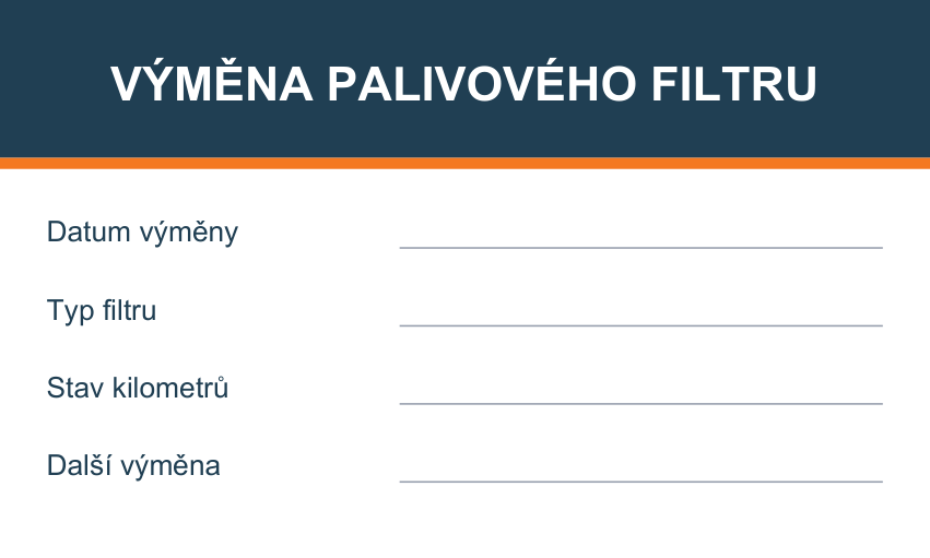 Samolepicí štítek – Výměna palivového filtru