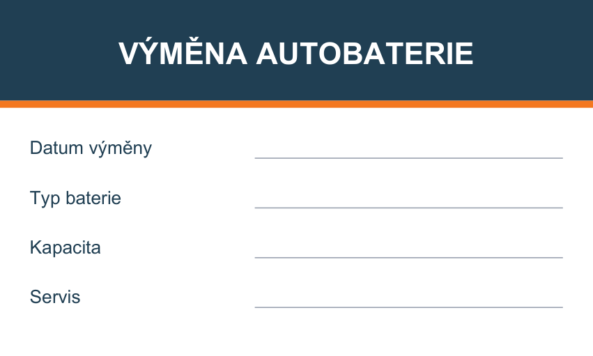 Samolepicí štítek – Výměna autobaterie – vlastní grafika JPdesign