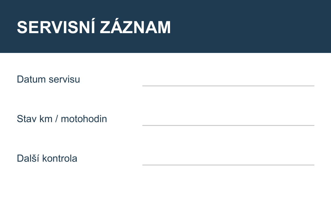 Samolepicí štítek – Servisní záznam – náhled rozvržení polí