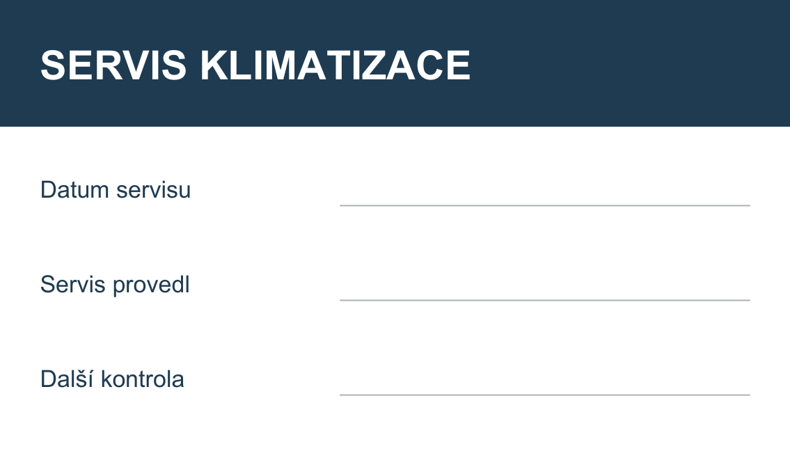 Samolepicí štítek – Servis klimatizace – náhled rozvržení polí