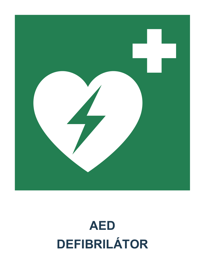 Samolepicí štítek – AED – automatizovaný externí defibrilátor – vlastní grafika JPdesign