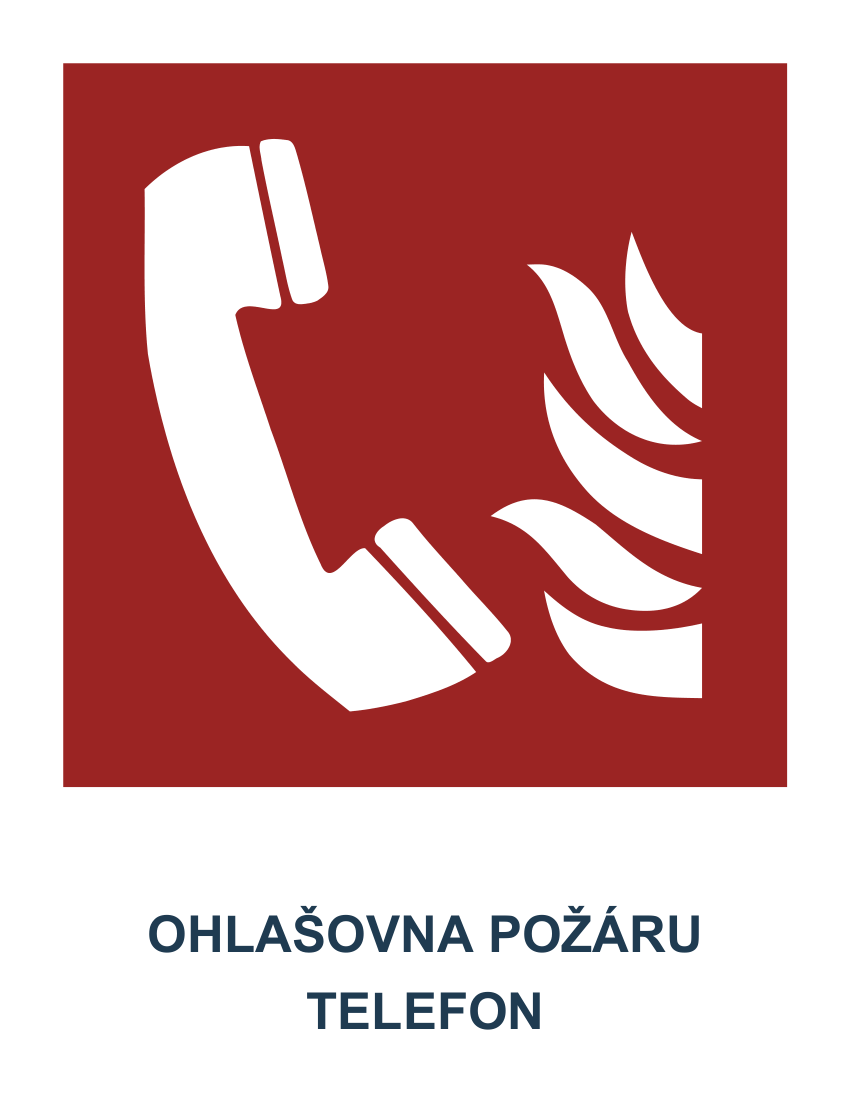 Samolepicí štítek – Ohlašovna požáru – telefon – vlastní grafika JPdesign