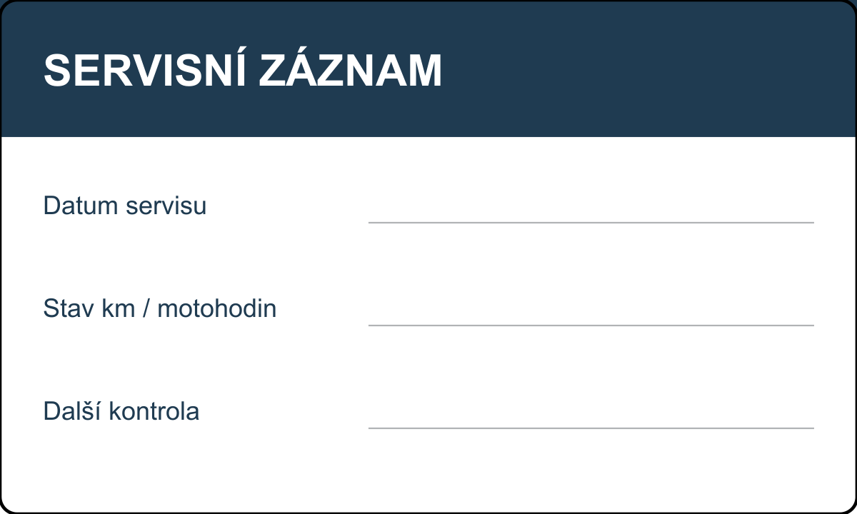 Samolepicí štítek – Servisní záznam – náhled rozvržení polí