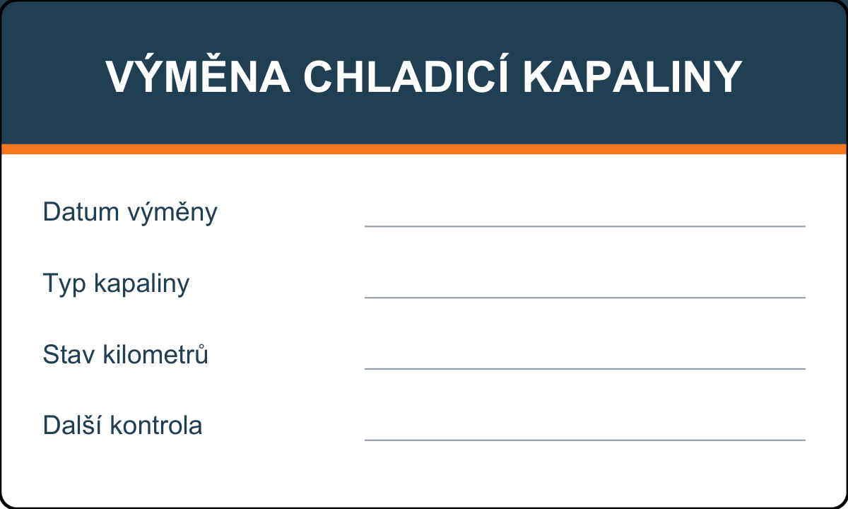Samolepicí štítek – Výměna chladicí kapaliny – vlastní grafika JPdesign