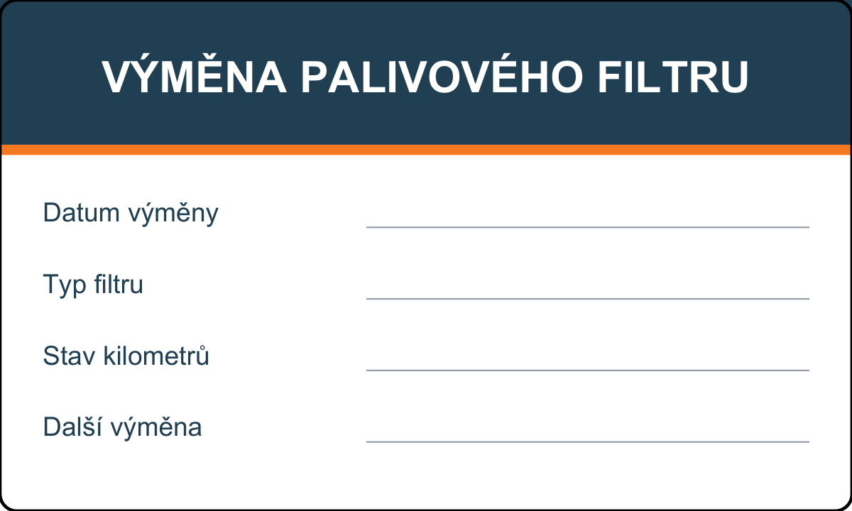 Samolepicí štítek – Výměna palivového filtru – vlastní grafika JPdesign