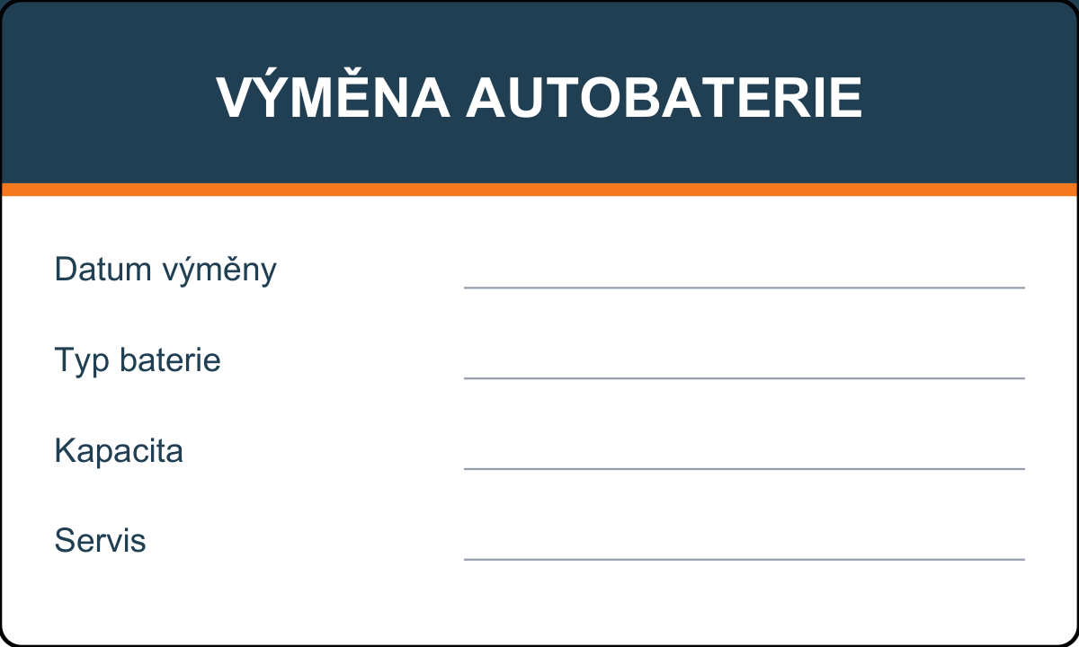 Samolepicí štítek – Výměna autobaterie – vlastní grafika JPdesign