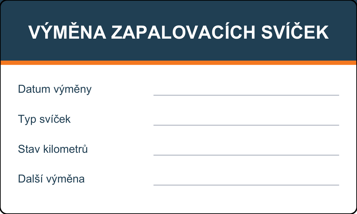 Samolepicí štítek – Výměna zapalovacích svíček