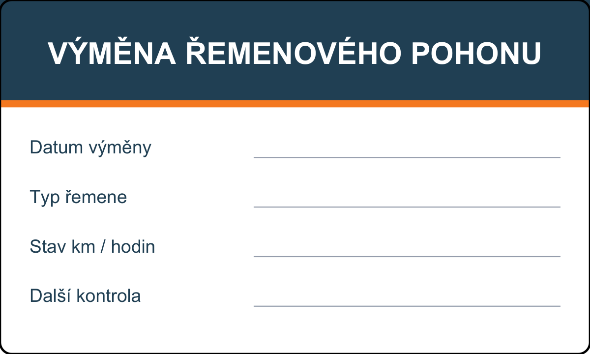 Samolepicí štítek – Výměna řemenového pohonu – vlastní grafika JPdesign