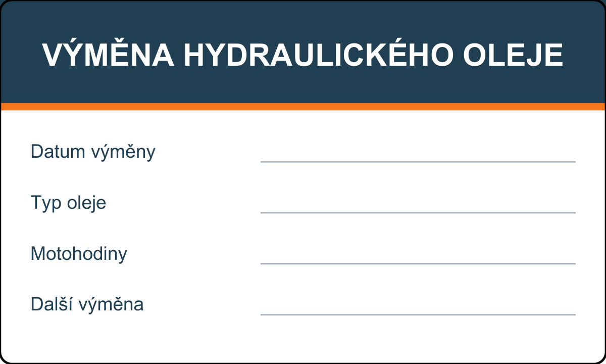 Samolepicí štítek – Výměna hydraulického oleje – vlastní grafika JPdesign