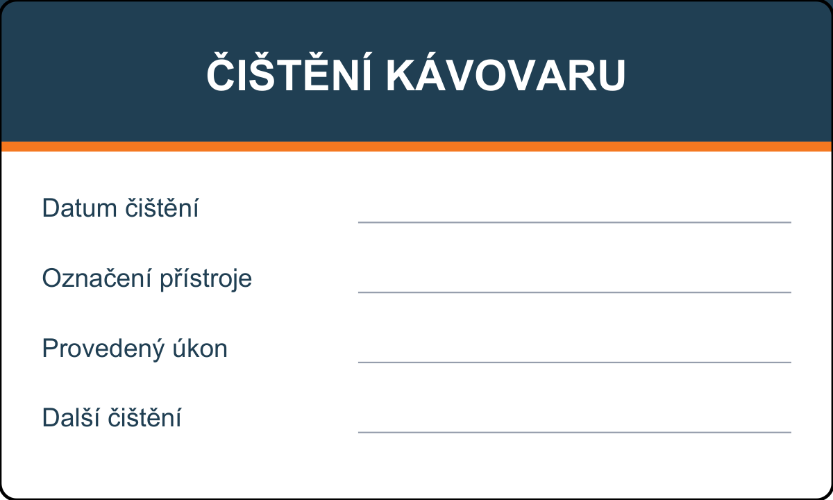 Samolepicí štítek – Čištění kávovaru – vlastní grafika JPdesign