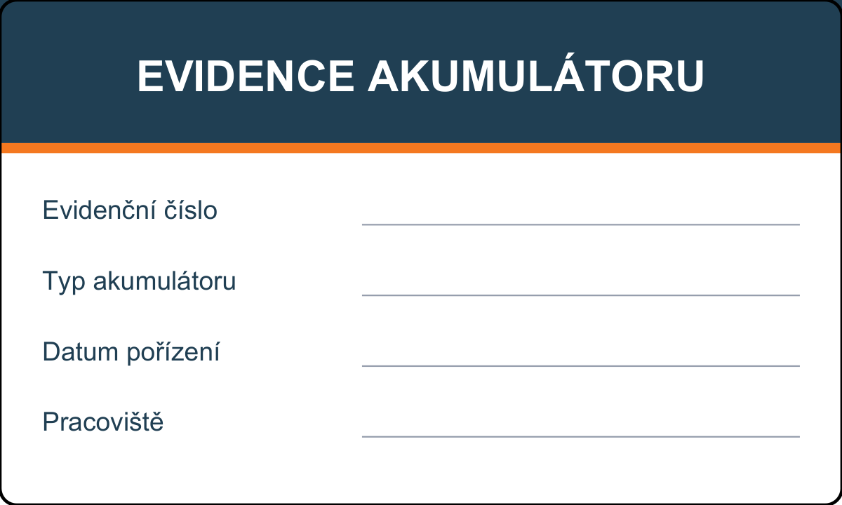 Samolepicí štítek – Evidence akumulátoru – vlastní grafika JPdesign