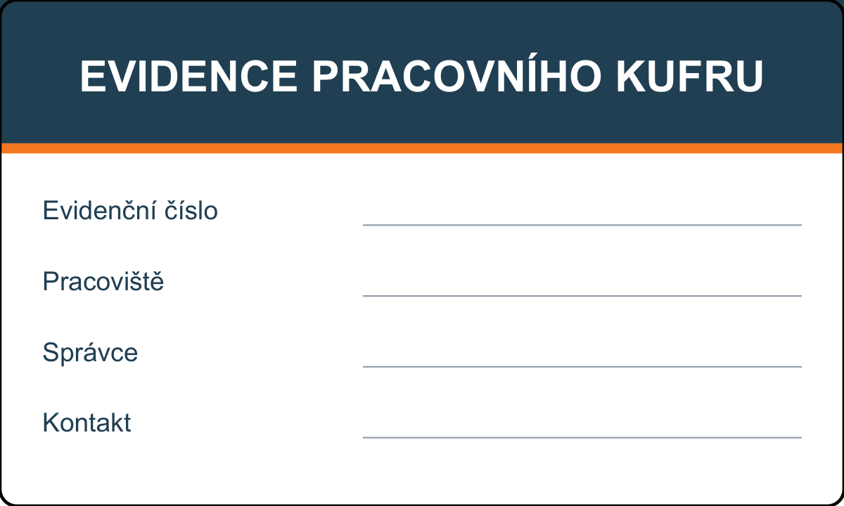 Samolepicí štítek – Evidence pracovního kufru – vlastní grafika JPdesign