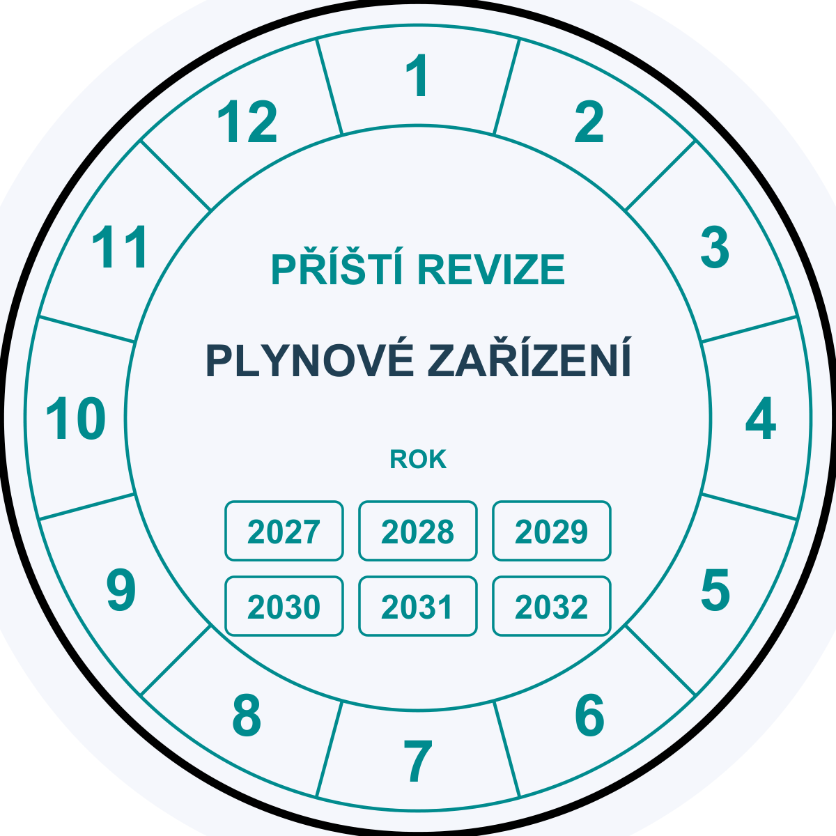 Revizní štítek – Plynové zařízení – kolečko 2027–2032