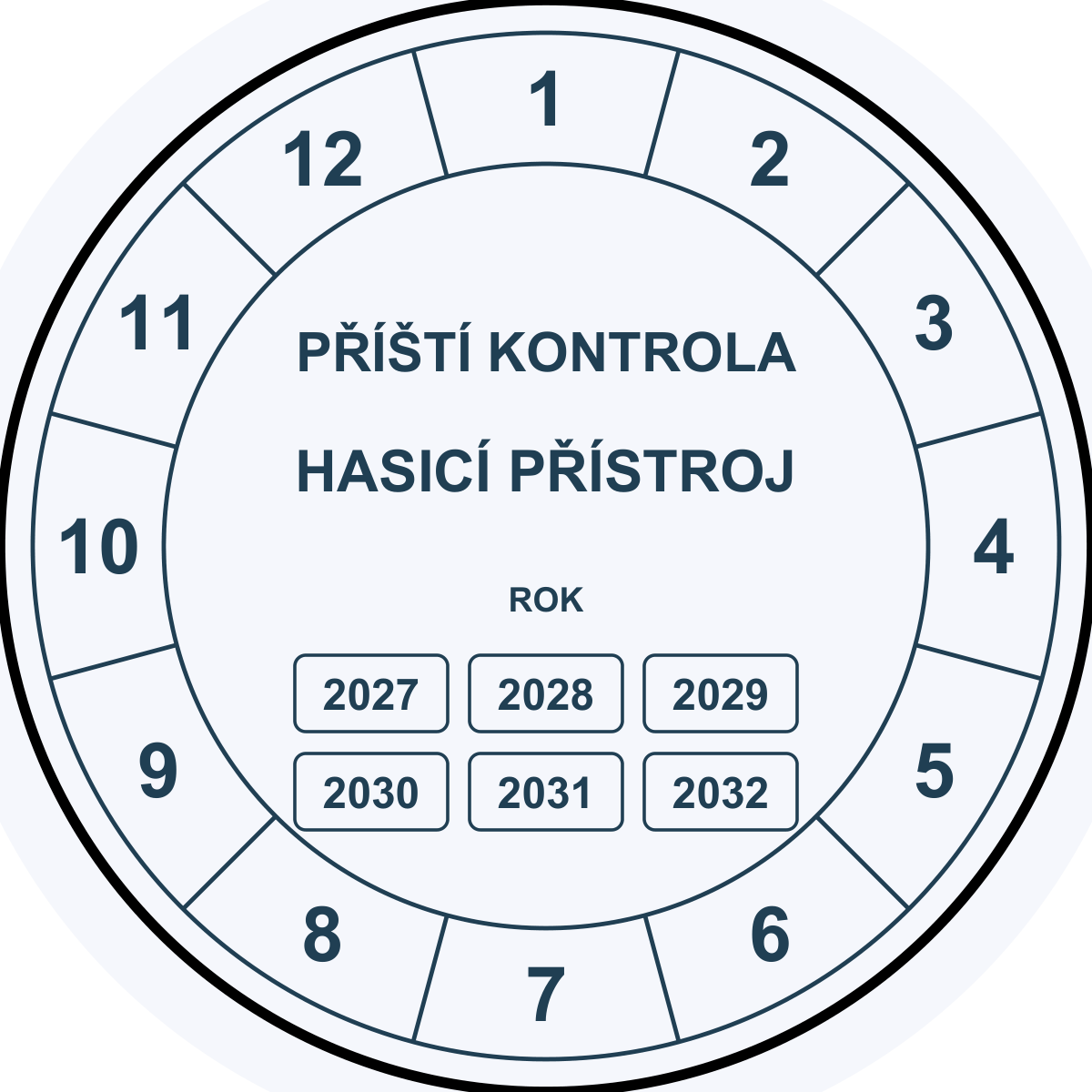 Revizní štítek – Hasicí přístroj – kolečko 2027–2032