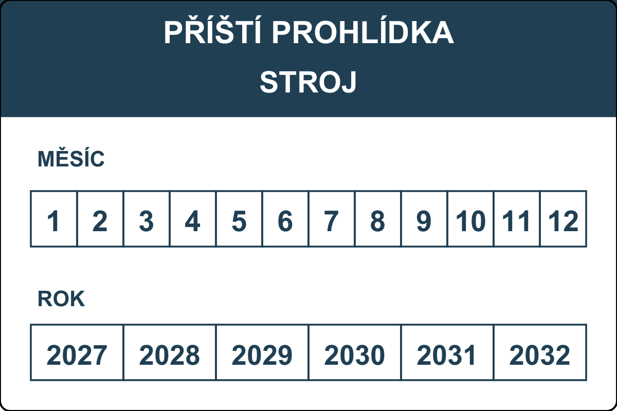 Revizní štítek – Stroj – kalendář 2027–2032