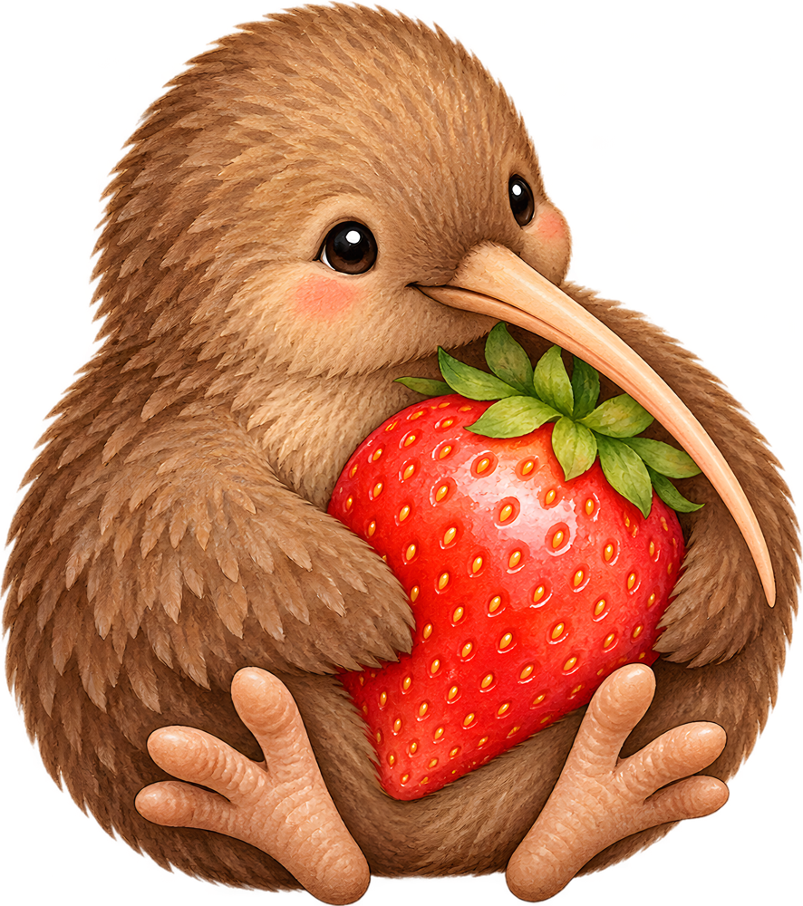Kiwi s jahodou – jemně malovaný dětský motiv