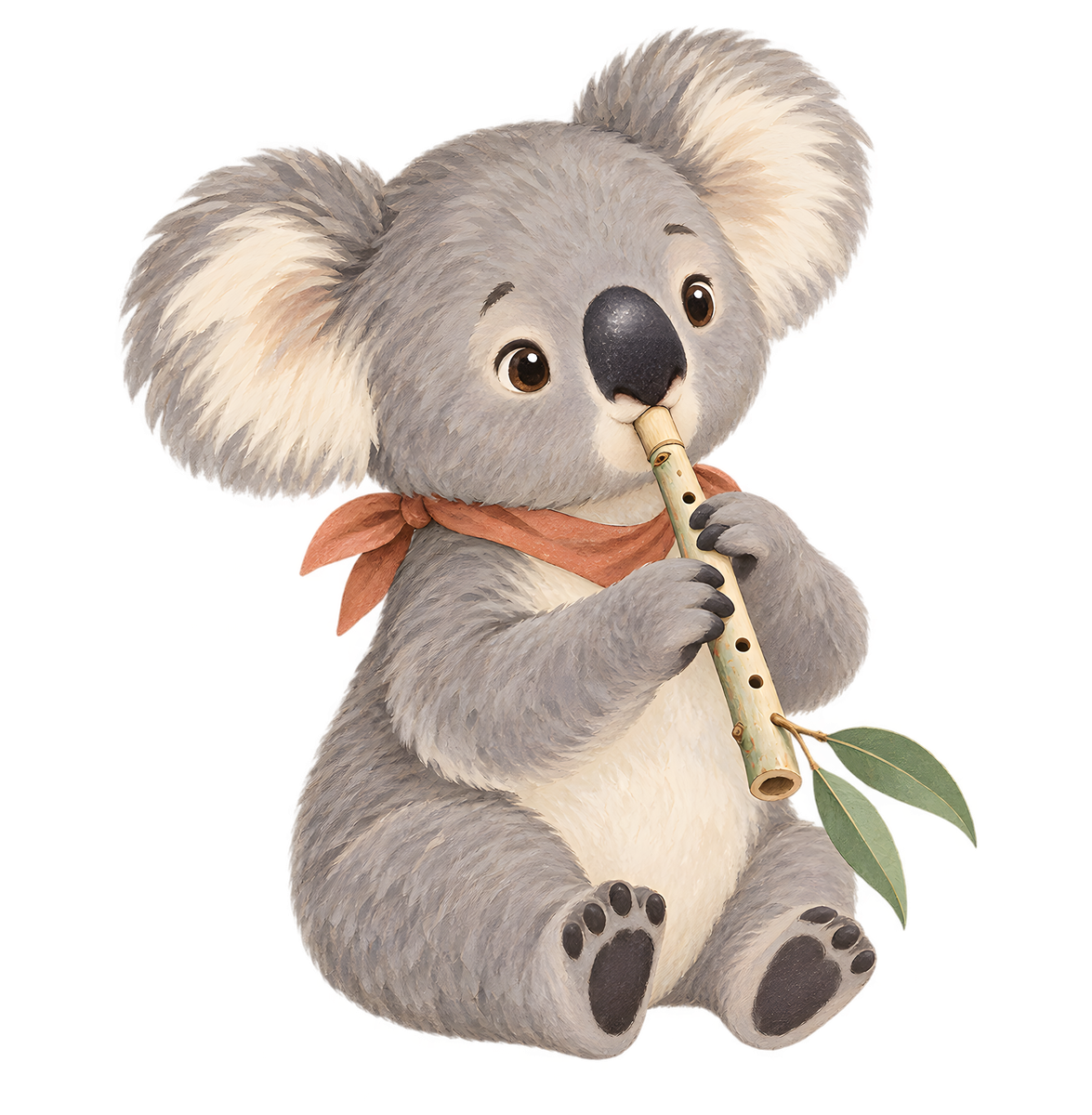 Samolepka koala s flétnou