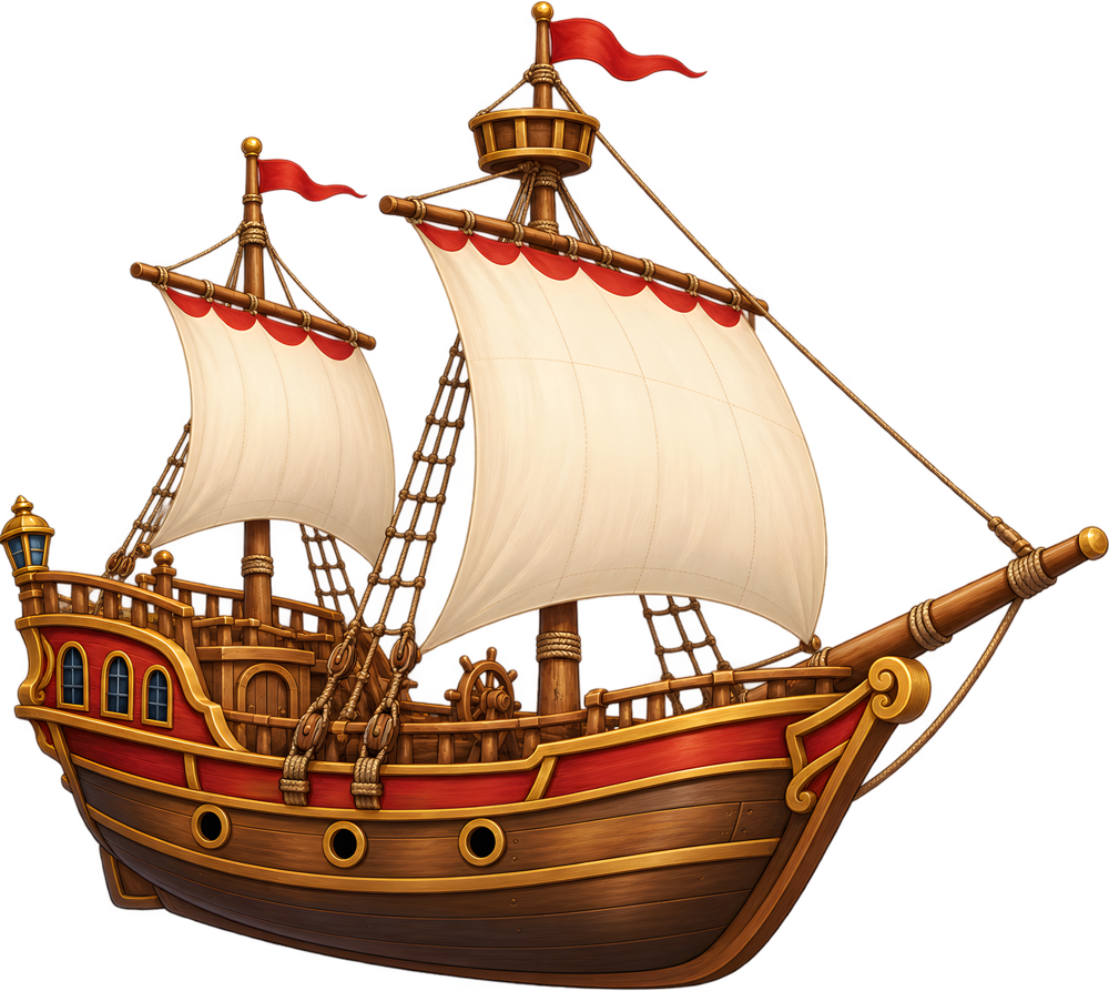 Pirátská brigantina – barevná dětská samolepka JPdesign
