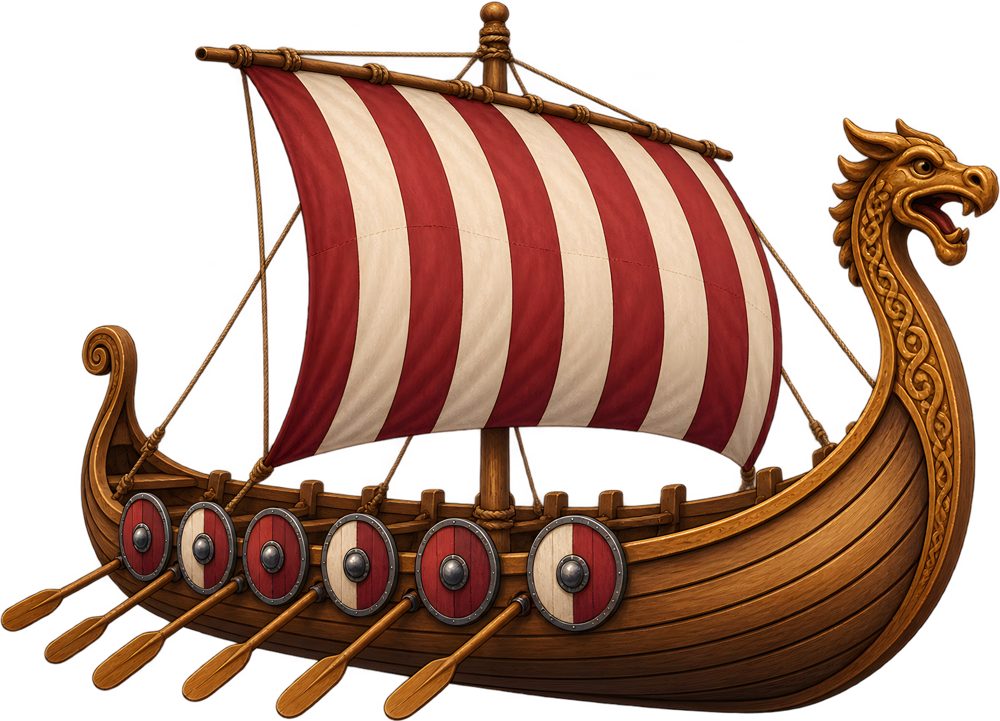 Vikingská dračí loď – barevná dětská samolepka JPdesign