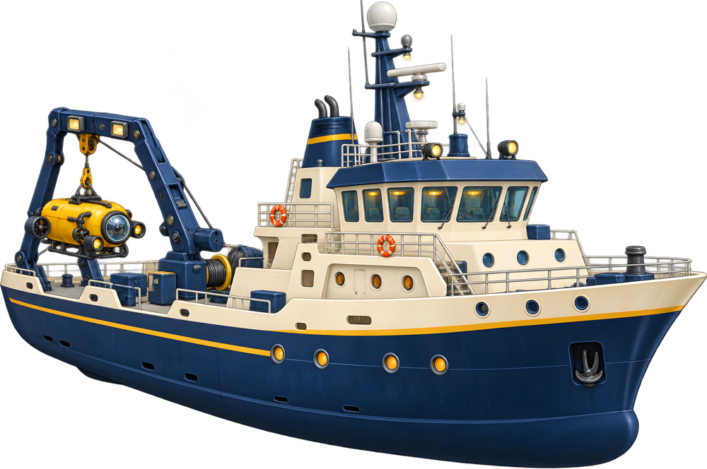 Oceánská výzkumná loď – barevná dětská samolepka JPdesign