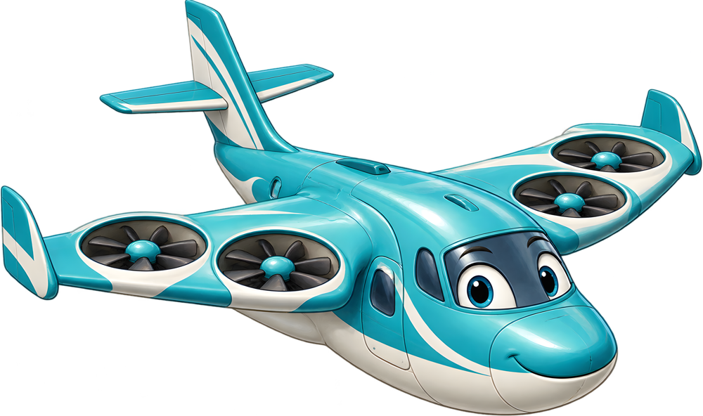 Elektrické letadlo budoucnosti – barevná dětská samolepka JPdesign