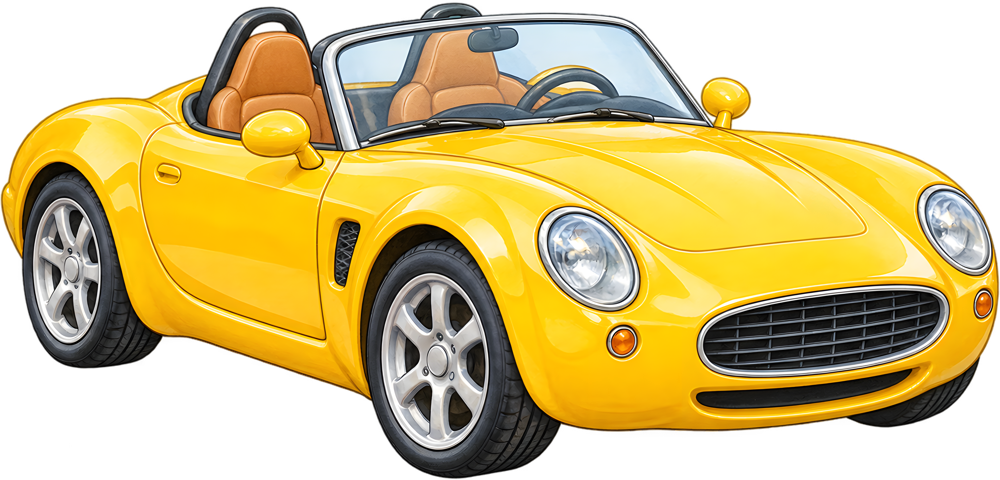 Žlutý roadster – barevná dětská samolepka JPdesign
