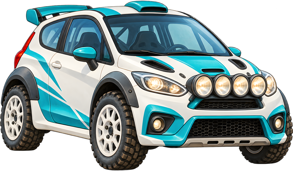Rallye auto – barevná dětská samolepka JPdesign