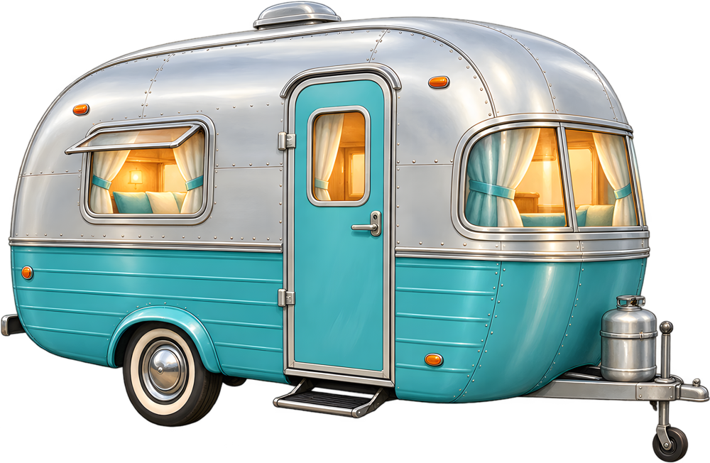 Cestovní karavan – barevná dětská samolepka JPdesign
