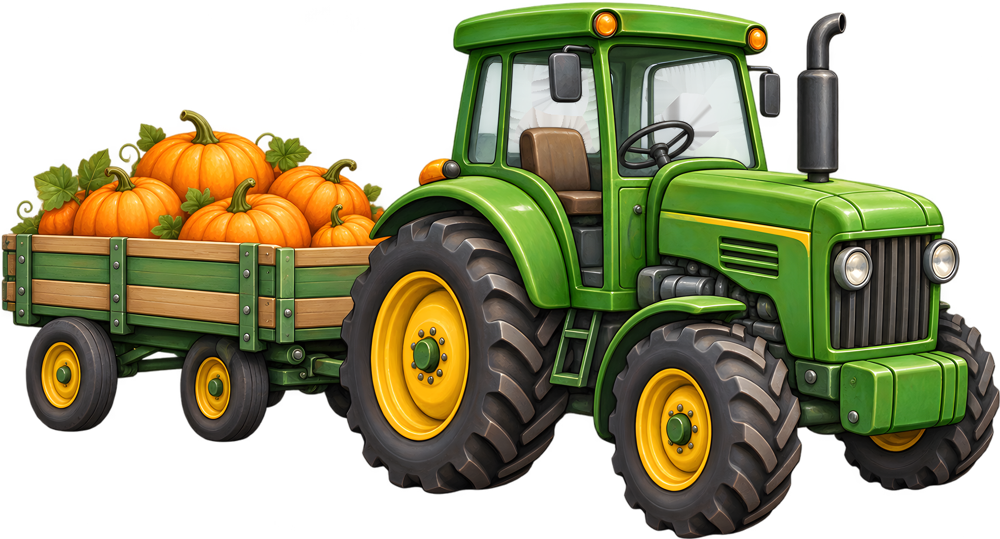 Traktor s vlečkou – barevná dětská samolepka JPdesign