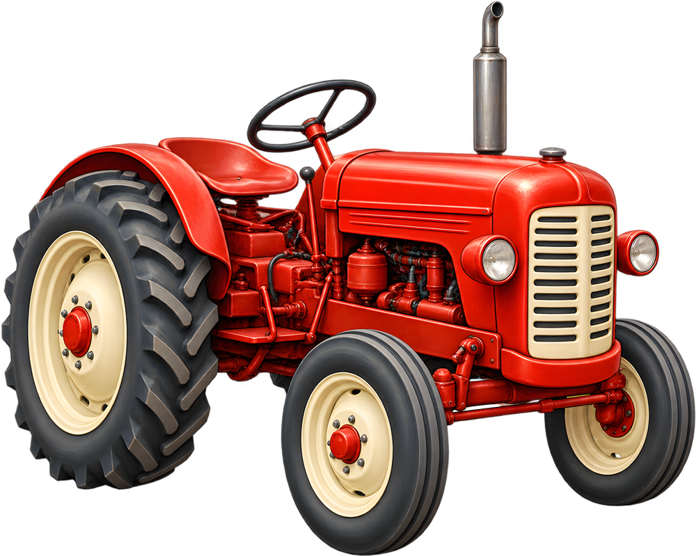 Červený traktor – barevná dětská samolepka JPdesign