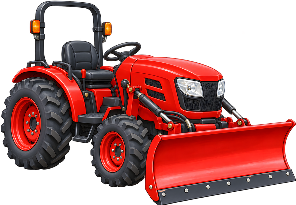 Traktor s radlicí – barevná dětská samolepka JPdesign