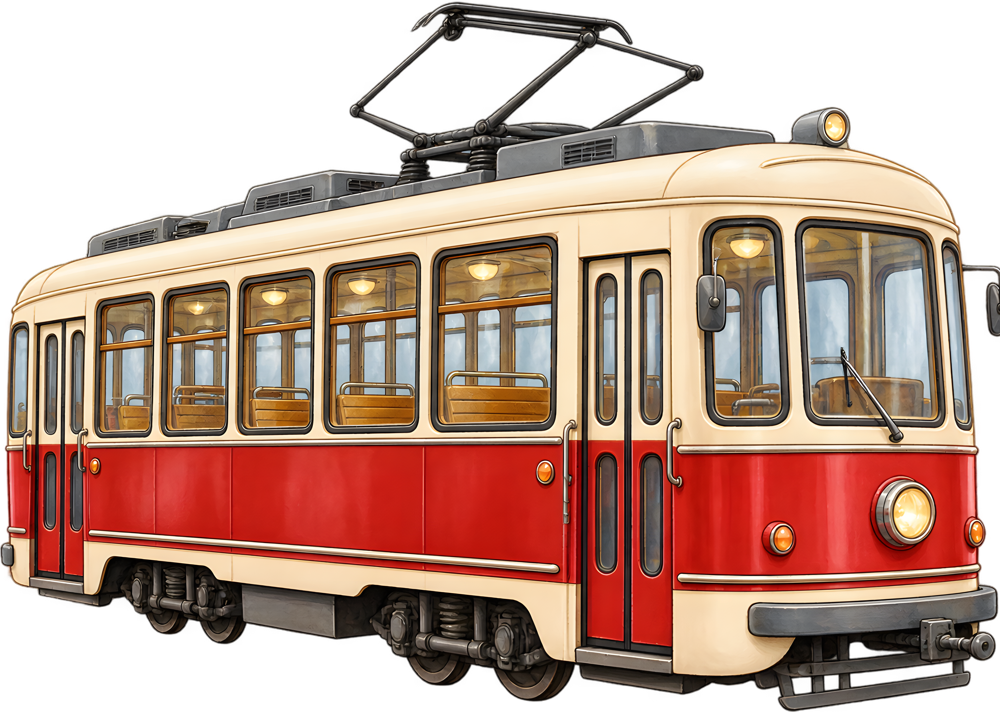 Tramvaj – barevná dětská samolepka JPdesign