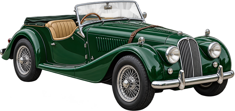 Zelený britský roadster – barevná retro samolepka JPdesign