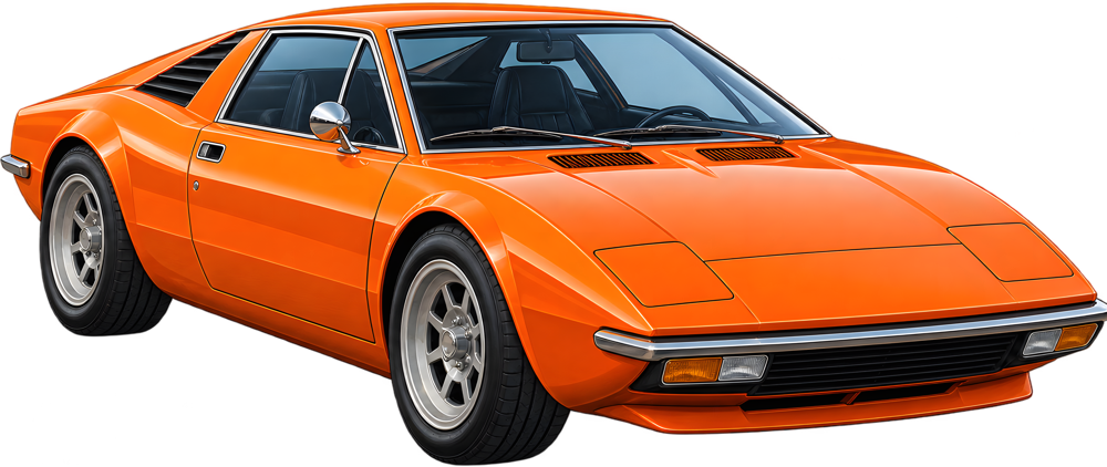 Oranžové klínové kupé – barevná retro samolepka JPdesign