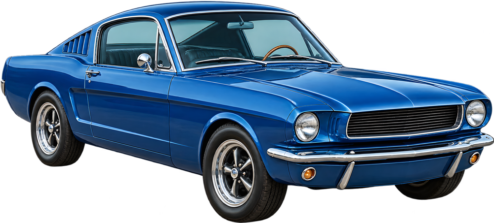 Modrý sportovní fastback – barevná retro samolepka JPdesign