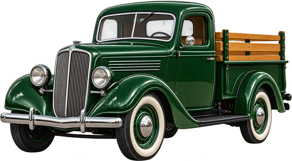 Zelený nákladní pickup – barevná retro samolepka JPdesign